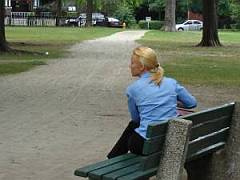 Public health inspector waiting on a bench
until City TV lea...